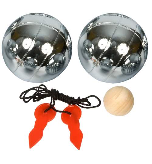 Set 2 Bile Cromate pentru Joc Petanque si Geanta Depozitare, Diametru 73 mm