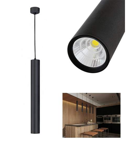 Lampa Led decorativa cu Tub, Suspendata, Putere 8w, Lungime Maxima 100 cm, culoare Negru
