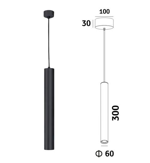 Lampa Led decorativa cu Tub, Suspendata, Putere 8w, Lungime Maxima 100 cm, culoare Negru
