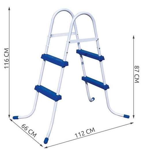 Scara pentru piscine, Bestway, 58430 cu inaltime 84 cm, culoare Alb/Albastru