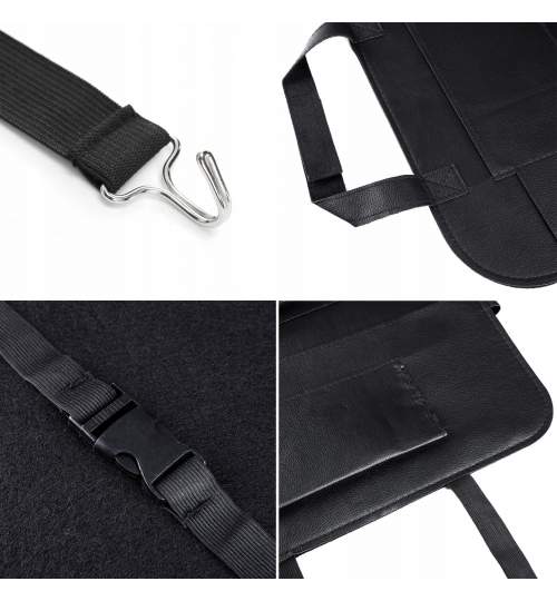 Organizator auto universal multifunctional pentru scaun, Piele Ecologica, 58x41 cm, negru