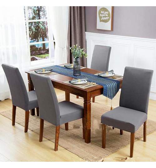 Husa scaun dining/bucatarie, din spandex, 48x48x62 culoare gri