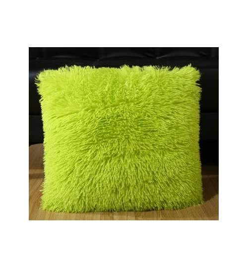 Fata de Perna Decorativa Pufoasa, Catifelata, Culoare Verde, Dimensiune 43x43cm