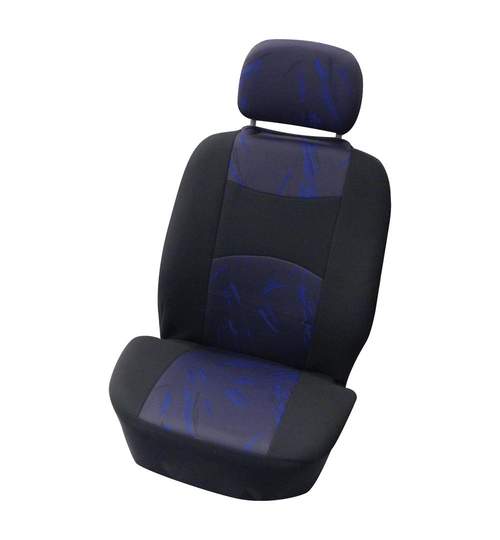 Huse scaune auto Classic , set huse Fata 4 piese , Negru/ Albastru Kft Auto