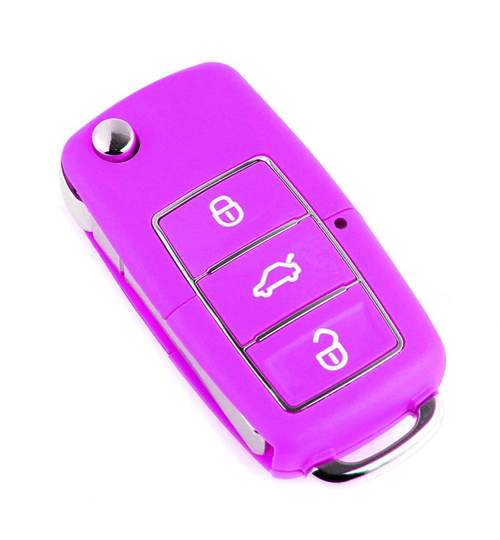 Carcasa cheie auto briceag cu 3 butoane, culoare Mov, compatibila Volkswagen VW-184 AllCars