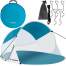 Cort pentru Plaja Semi-Deschis, pliabil, sistem Pop-up, protectie UV, 190x120x90 cm, albastru/alb