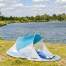 Cort pentru Plaja Semi-Deschis, pliabil, sistem Pop-up, protectie UV, 190x120x90 cm, albastru/alb