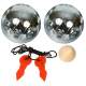 Set 2 Bile Cromate pentru Joc Petanque si Geanta Depozitare, Diametru 73 mm